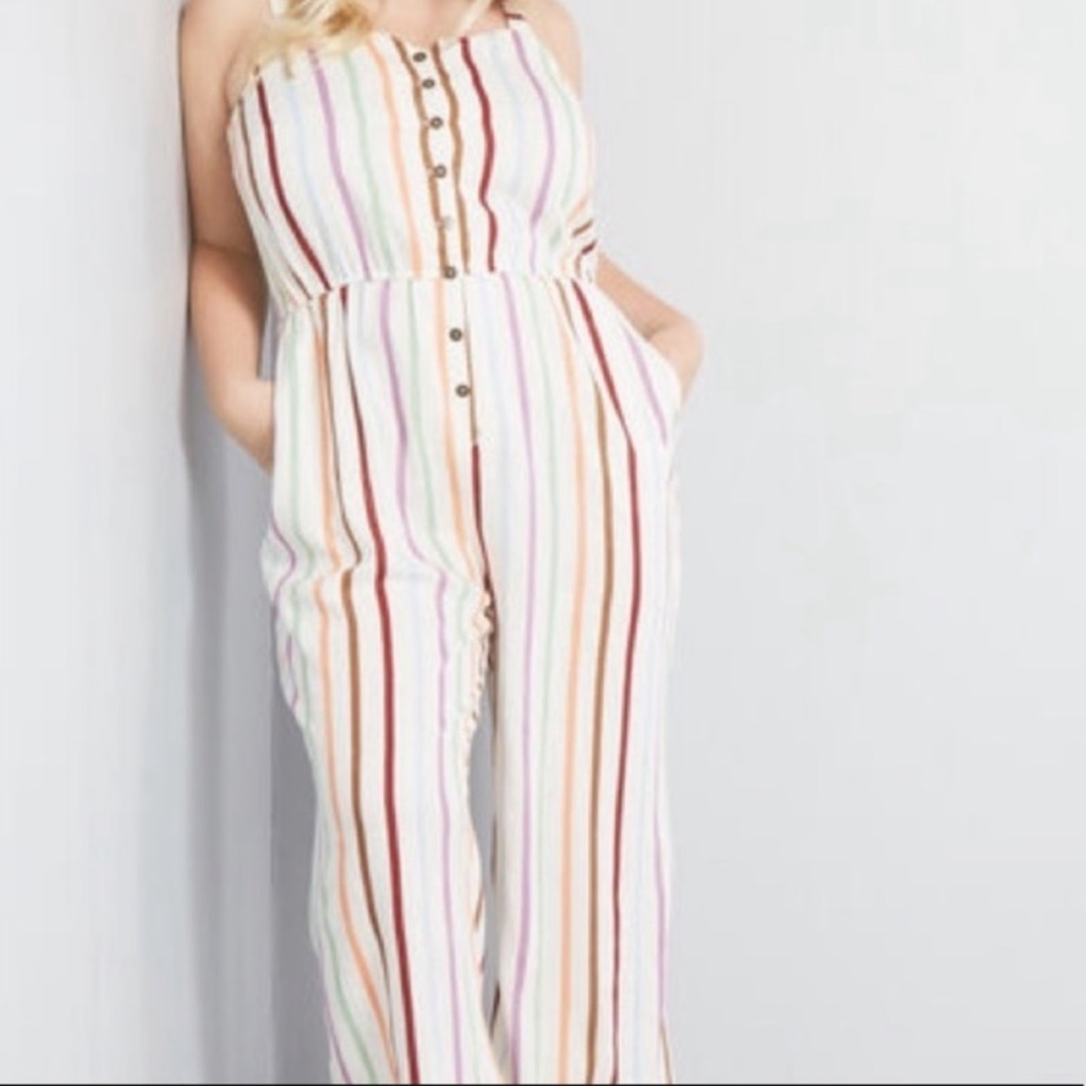 ModCloth Pinstripe Rainbow Jumpsuit 🌈